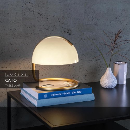 LUCIDE Lucide CATO - Table lamp - D23,5 cm - 1xE27 - White stolní lampa - obrázek