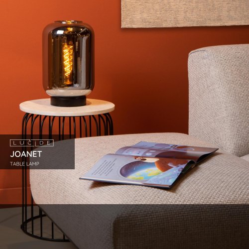 LUCIDE Lucide JOANET - Table lamp - ? 22 cm - 1xE27 - Smoke Grey stolní lampa - obrázek