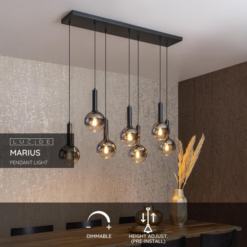 LUCIDE Lucide MARIUS - Pendant light - 7xE27 - Black závěsné svítidlo, lustr - obrázek