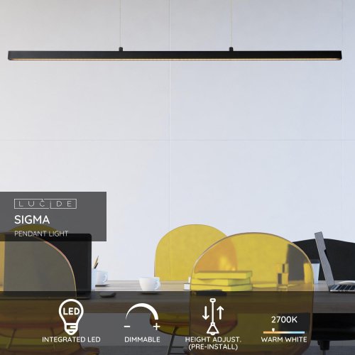 LUCIDE SIGMA Pendant LED 30W 2700K L120cm Black závěsné svítidlo, lustr - obrázek