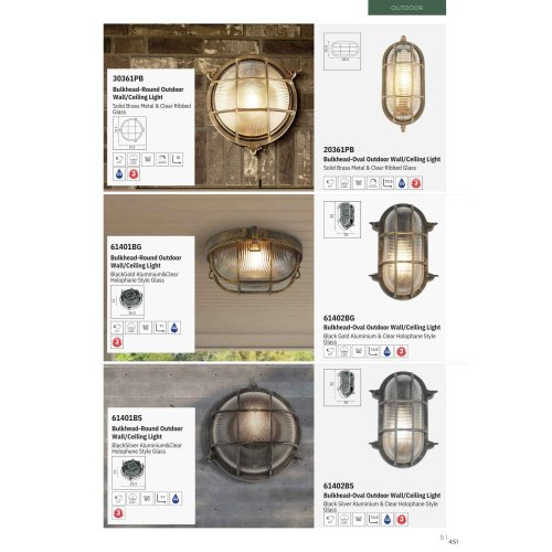 Searchlight 61402BG Bulkhead nástěnné svítidlo zlatá antik - obrázek