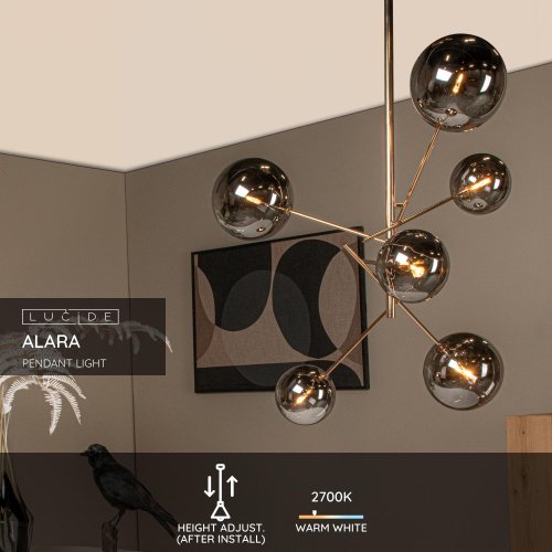 LUCIDE Lucide ALARA - Pendant light - D72 cm - LED - G4 - 6x1,5W 2700K - Gold závěsné svítidlo, lust - obrázek