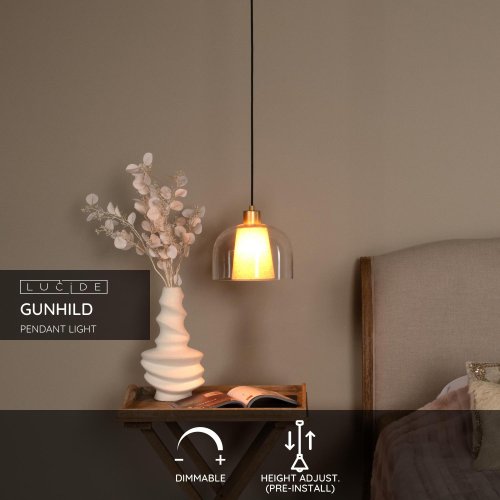 LUCIDE Lucide GUNHILD - Pendant light - D24 cm - 1xE27 - Transparant závěsné svítidlo, lustr - obrázek