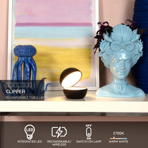 LUCIDE Lucide CLIPPER - Rechargeable Table lamp - Battery - D12 cm - LED - 1x stolní lampa - obrázek