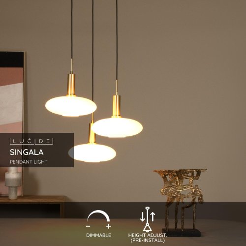LUCIDE Lucide SINGALA - Pendant light - 3xE27 - Matt Gold / Brass závěsné svítidlo, lustr - obrázek