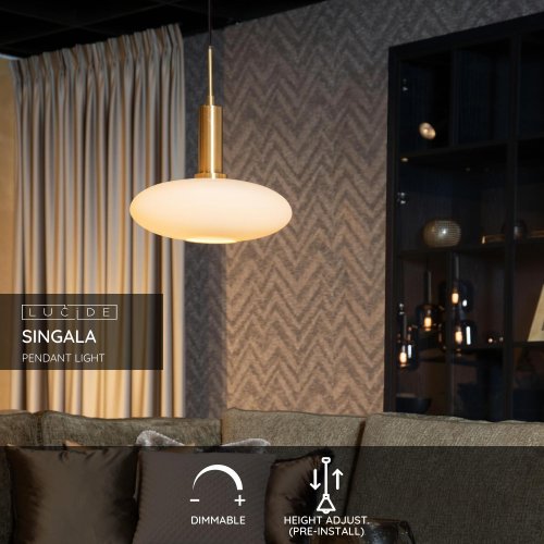 LUCIDE Lucide SINGALA - Pendant light - D30 cm - 1xE27 - Matt Gold / Brass závěsné svítidlo, lustr - obrázek