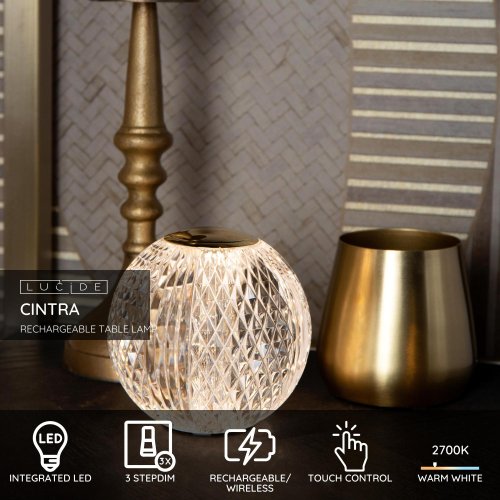 LUCIDE Lucide CINTRA - Rechargeable Table lamp -  D9 cm - LED - 1,5W 2700K - stolní lampa - obrázek