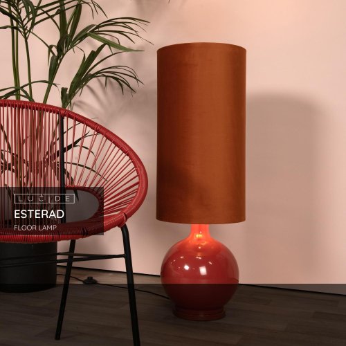 LUCIDE Lucide ESTERAD - Floor lamp - D34 cm - 1xE27 - Orange stojací lampa - obrázek