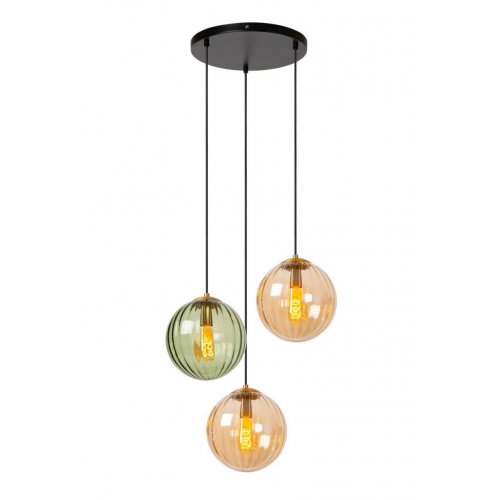LUCIDE Lucide MONSAREZ - Pendant light - D35 cm - 3xE27 - Green závěsné svítidlo, lustr
