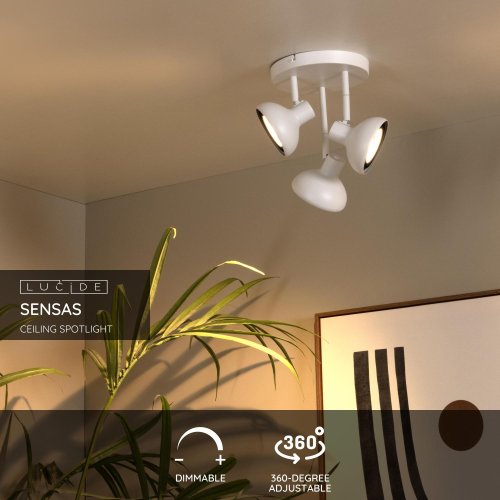 LUCIDE Lucide SENSAS - Ceiling spotlight - D25,8 cm - 3xES111 - White - obrázek