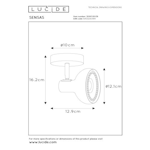 LUCIDE Lucide SENSAS - Ceiling spotlight - 1xES111 - Cream - obrázek