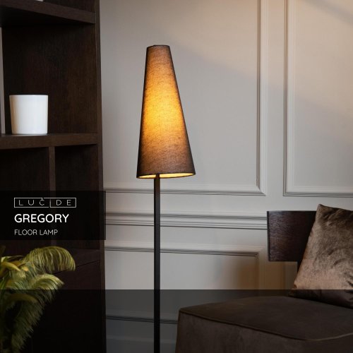 LUCIDE Lucide GREGORY - Floor lamp - 1xE27 - Black stojací lampa - obrázek