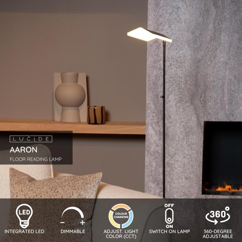 LUCIDE Lucide AARON - Floor lamp - LED Dim. - 1x10W 2700K - Black stojací lampa - obrázek