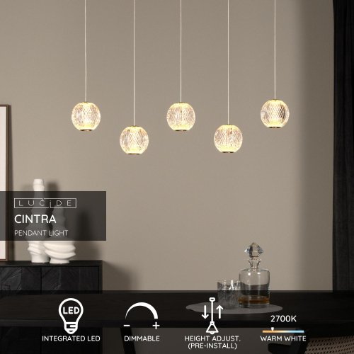LUCIDE Lucide CINTRA - Pendant light - LED - 5x4,7W 2700K - Transparant závěsné svítidlo, lustr - obrázek