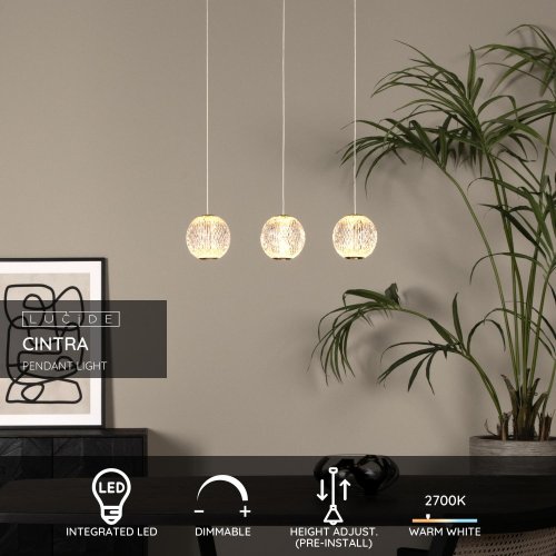 LUCIDE Lucide CINTRA - Pendant light - LED Dim. - 3x4,7W 2700K - Transparant závěsné svítidlo, lustr - obrázek