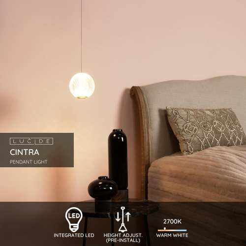 LUCIDE Lucide CINTRA - Pendant light - D14 cm - LED - 1x5,7W 2700K - Transpar závěsné svítidlo, lust - obrázek