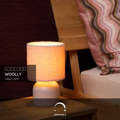 LUCIDE Lucide WOOLLY - Table lamp - D16 cm - 1xE14 - Pink stolní lampa - obrázek
