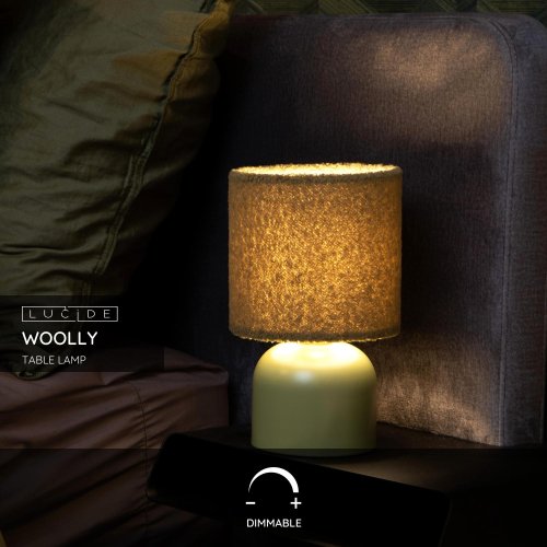 LUCIDE Lucide WOOLLY - Table lamp - D16 cm - 1xE14 - Green stolní lampa - obrázek