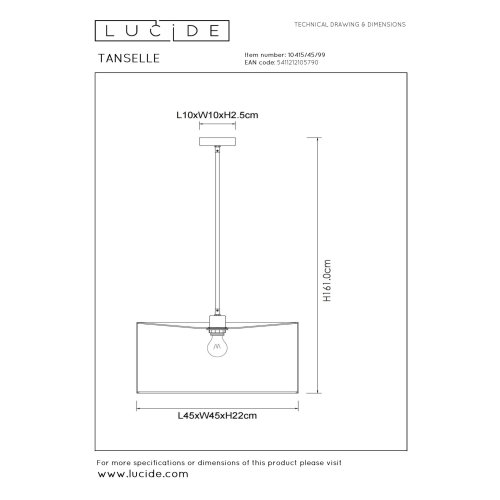 LUCIDE Lucide TANSELLE - Pendant light - D45 cm - 1xE27 - Multicolor závěsné svítidlo, lustr - obrázek