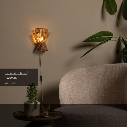 LUCIDE Lucide TASMAN - Wall light - 1xE27 - Light wood nástěnné svítidlo - obrázek