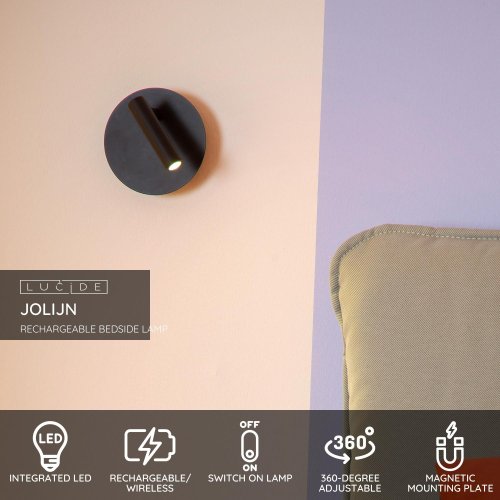 LUCIDE Lucide JOLIJN - Wall spotlight - Ă 10,2 cm - LED - 1x2W 3000K - With nástěnné svítidlo - obrázek