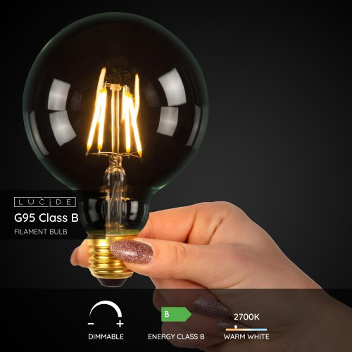 LUCIDE Lucide G95 Class B - Filament bulb - Ă 9,5 cm - LED Dim. - E27 - 1x7W žárovka, zářivka - obrázek