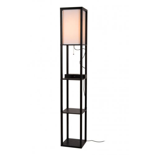 LUCIDE Lucide MENNO - Floor lamp - 1xE27 - With wireless charger - Black stojací lampa
