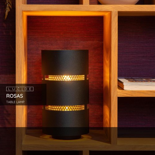 LUCIDE Lucide ROSAS - Table lamp - Ă 16 cm - 1xE27 - Black stolní lampa - obrázek