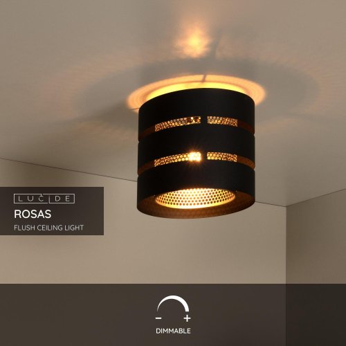 LUCIDE Lucide ROSAS - Flush ceiling light - Ă 26 cm - 1xE27 - Black - obrázek