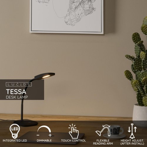 LUCIDE Lucide TESSA - Desk lamp - LED Dim. - 1x3,2W 3000K - Black stolní lampa - obrázek