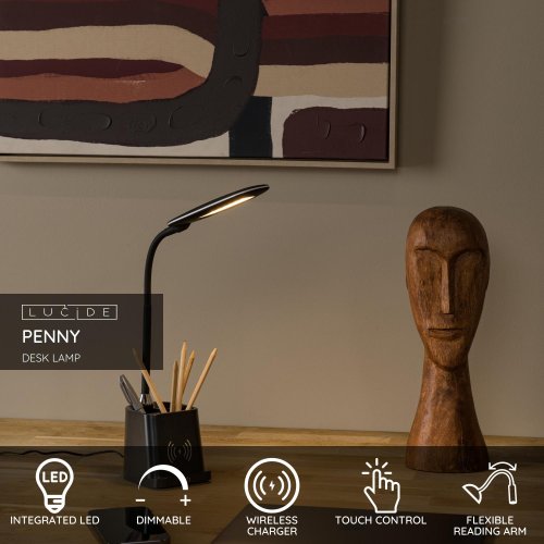 LUCIDE Lucide PENNY - Desk lamp - LED Dim. - 1x4,7W 3000K - Black stolní lampa - obrázek