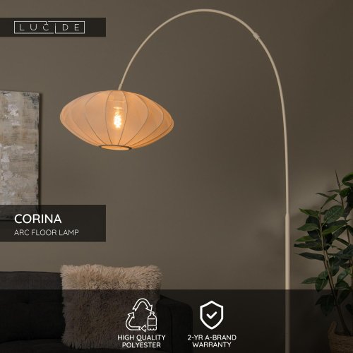 LUCIDE Lucide CORINA - Arc floor lamp - 1xE27 - Cream stojací lampa - obrázek