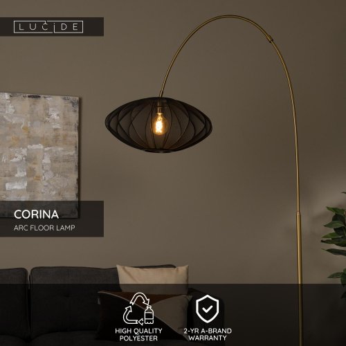 LUCIDE Lucide CORINA - Arc floor lamp - 1xE27 - Black stojací lampa - obrázek