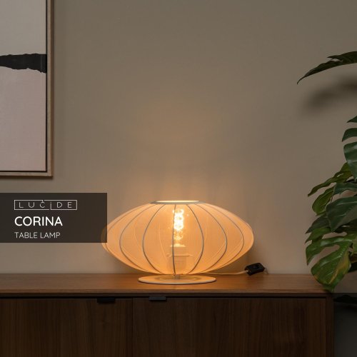 LUCIDE Lucide CORINA - Table lamp - Ă 40 cm - 1xE27 - Cream stolní lampa - obrázek