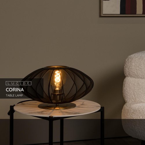 LUCIDE Lucide CORINA - Table lamp - Ă 40 cm - 1xE27 - Black stolní lampa - obrázek
