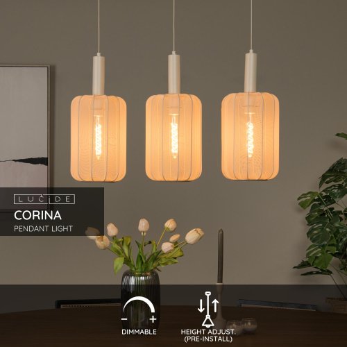 LUCIDE Lucide CORINA - Pendant light - 3xE27 - Cream závěsné svítidlo, lustr - obrázek