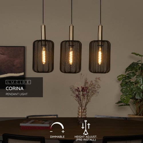 LUCIDE Lucide CORINA - Pendant light - 3xE27 - Black závěsné svítidlo, lustr - obrázek