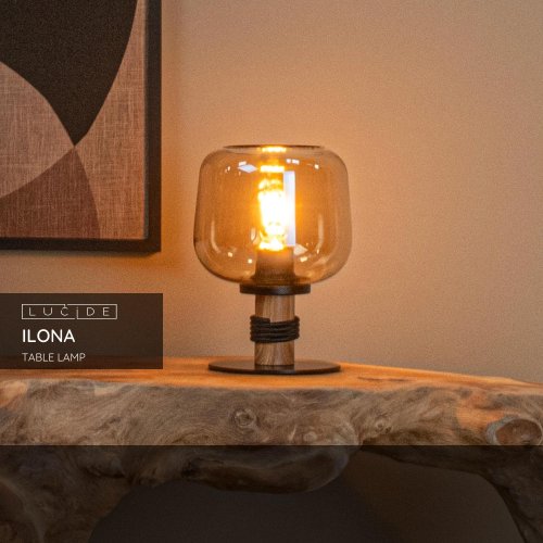 LUCIDE Lucide ILONA - Table lamp - ? 18 cm - 1xE27 - Amber stolní lampa - obrázek