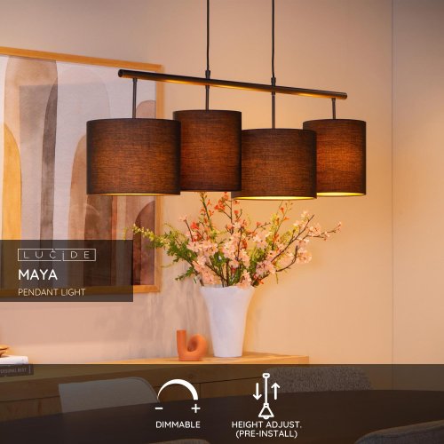 LUCIDE Lucide MAYA - Pendant light - 4xE27 - Black závěsné svítidlo, lustr - obrázek