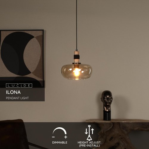LUCIDE Lucide ILONA - Pendant light - ? 30 cm - 1xE27 - Amber závěsné svítidlo, lustr - obrázek