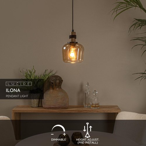 LUCIDE Lucide ILONA - Pendant light - ? 18 cm - 1xE27 - Amber závěsné svítidlo, lustr - obrázek