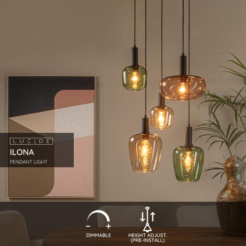 LUCIDE Lucide ILONA - Pendant light - 5xE27 - Black závěsné svítidlo, lustr - obrázek