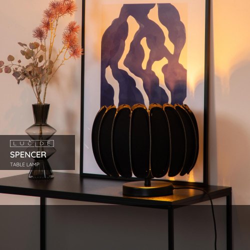 LUCIDE Lucide SPENCER - Table lamp - ? 30 cm - 1xE27 - Black stolní lampa - obrázek