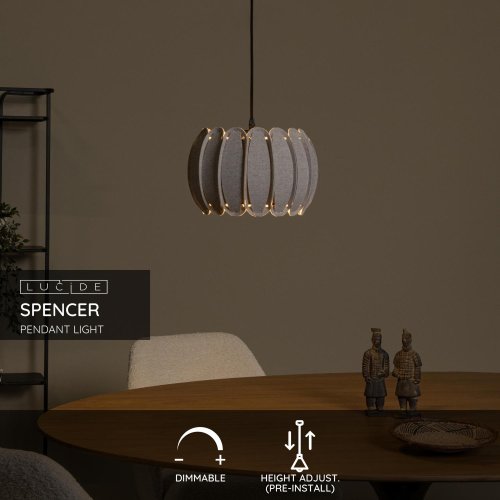 LUCIDE Lucide SPENCER - Pendant light - ? 30 cm - 1xE27 - Grey závěsné svítidlo, lustr - obrázek