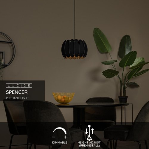 LUCIDE Lucide SPENCER - Pendant light - ? 30 cm - 1xE27 - Black závěsné svítidlo, lustr - obrázek