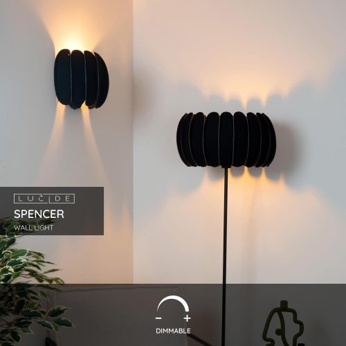 LUCIDE Lucide SPENCER - Wall light - 1xE27 - Black nástěnné svítidlo - obrázek