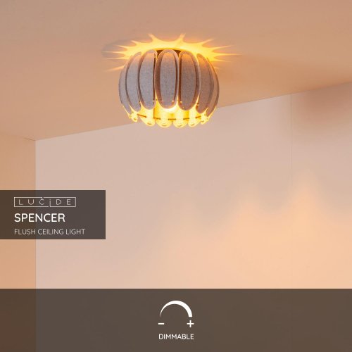 LUCIDE Lucide SPENCER - Flush ceiling light - ? 30 cm - 1xE27 - Grey - obrázek