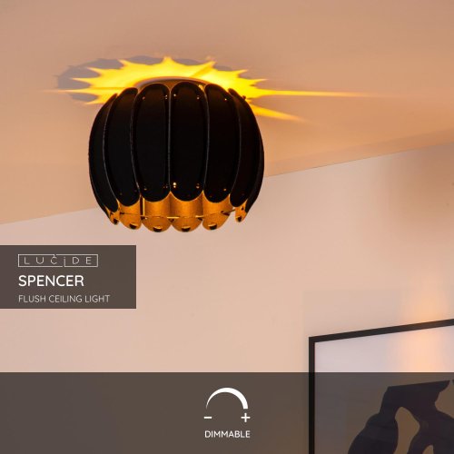 LUCIDE Lucide SPENCER - Flush ceiling light - ? 30 cm - 1xE27 - Black - obrázek