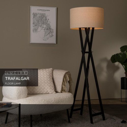 LUCIDE Lucide TRAFALGAR - Floor lamp - 1xE27 - Black stojací lampa - obrázek