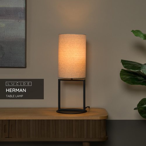 LUCIDE Lucide HERMAN - Table lamp - ? 20 cm - 1xE27 - Cream stolní lampa - obrázek